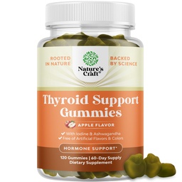 Natures Craft Vegan Thyroid Gummies with Sea Moss - Schildklierondersteuning Gummies for Comprehensive Support for Men and Women with Iodine Selenium and Other Potent Vitamins - Gelatine-Free Non-GMO 120