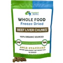 GRASSLAND NUTRITION Morceaux séchés congelés au foie biologique — haut en fer naturel, vitamine A, B12 pour l'énergie (120g)
