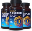 BioEmblem Kurkuma Curcumine met klinisch bestudeerd TurmiPure - Gezamenlijke ondersteuning, gezonde ontsteking Kurkuma Supplementen - 1 Kleine Pet Dagelijks, 24x Meer Absorptie dan anderen - Non-GMO, 90 Serving