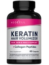 Volumisateur de cheveux NeoCell Keratin avec collagène, extrait d'amla et vitamine C, supplément cheveux et peau, Capsule, 60 Compte, 1 bouteille