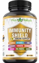 9-in-1 Immune Support Vitamine C (1000mg), Vitamine D3 (5000 IE), Zink(22mg) met Vlierbessen, Kurkuma, Echinacea, Gember, Knoflook en Pre+Pro-Biotic per portie (120 capsules per fles - 2 maanden)