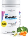 Poudre quotidienne de collagène Livingood pour les femmes et les hommes, Vanille, Protéines herbeuses, Peptides de collagène hydrolysés avec vitamine C et multivitamines pour les cheveux, la peau, les ongles et la santé des intestins, sans gluten, 30 portions