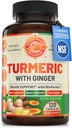 Curcumine curcumine avec gingembre et poivre noir, 2 mois d'approvisionnement. Soutient la santé cardiaque, la santé cérébrale et la santé conjointe. Supplément curcuma d'absorption max. Certifié NSF, fabriqué aux États-Unis. 120 gélules.