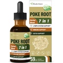 Poke Root Drops voor Lymph System Ondersteuning, Lymphatische Drainage Supplement voor Lymphoedeem, 7 in 1 Formule met Goldenseal Extract voor Immune Ondersteuning, Dandelion voor Detox & Reiniging. 2oz