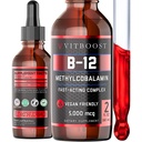 Liquid B-12 gouttes – 60 x 5000 mcg Extra Strength Framboise aromatisée vitamine B12 liquide méthylcobalamine supplément sublingual