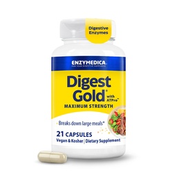 Enzymedica Digest Gold + ATPro, maximale sterkte Enzyme Formula, voorkomt opgeblazen gevoel en gas, 14 belangrijke enzymen inclusief amylose, Protease, Lipase en Lactase, 21 capsules (FFP)