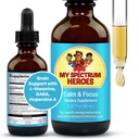 My Spectrum Heroes Calm & Focus Supplement Drops - Brain Support with L-theanine, GABA, Huperzine A - Enhance Focus for Kids or Adults - Boost Concentration for Kids & Teens - 2,02 FL oz. (60 ml)
