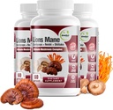 GreeNatr Complete Mushroom Supplement -10 in 1 Complex met Lions Mane, Cordyceps, Shiitake, Chaga, Turkije Staart voor Immune Support, Geheugen, Focus & Natural Energy Booster - 180 Capsules (3 flessen)