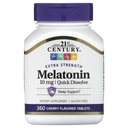 21e eeuw Extra sterkte Melatonine, Quick Solution, Cherry, 10 mg, 360 tabletten