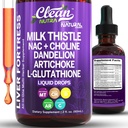 Clean Nutraceuticals Melkdistel NAC Lever Reiniging Detox & Reparatie Supplement Lever Ondersteuning Liquid Drops met Dandelion Extract, Artichoke, Chanca Piedra, Choline, L-Glutathione, Burdock, Schisandra