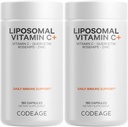 Codeage Liposomale vitamine C 1500 mg met zink, vlierbes, Citrus Bioflavonoïden Grapefruit, Citroen, Oranjepoeder, Quercetine & Rose HIPS Fruit 