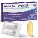 Suppositoires probiotiques vaginaux, infusés d'acide hyaluronique, d'arbre à thé et de vitamine C et E, formule de soutien de l'équilibre du pH combat la sécheresse, l'odeur et le malaise, rétablit la santé féminine(12 comtes)