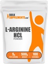 BulkSupplements.com Poudre de HCl L-Arginine - Supplément d'oxyde nitrique, poudre d'arginine - Sans aromatisants et sans gluten, 5g par portion, 500g (1,1 lb) (paquet de 1)