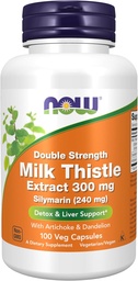 MAINTENANT Aliments suppléments, extrait de chardon de lait silymarin 300 mg avec artichaut et dandelion, double résistance, soutient la fonction hépatique*, 100 gélules
