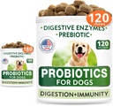 Hondenprobiotica Kauwt Bundel - Gas, diarree, Allergie, Constipatie, Stillende Maag Relief, met Digestieve Enzymen + Prebiotica - Kauwbare Fiber Supplement - Verbeteren spijsvertering, Immuniteit - 300 Zachte Kauwen
