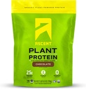 Ascent Plant Based Protein Powder - Non Dairy Vegan Protein, Zero Artificial Ingredients, Soy & Gluten Free, No Added Sugar, 4g BCAA, 2g Leucine - Chocolate, 18 Servers