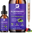 Vlierbessen Siroop Zwarte vlierbessendruppels met quercetine, Panax Ginseng, Vitamine C en Zink, Sambucus Vlierbessen Siroop Vloeistof, Veganistisch, Non-GMO & Glutenvrij