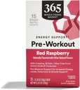 365 door Whole Foods Market, Pre-Workout Energie Ondersteuning met Cafeïne, Single-Serve Packets, Red Raspberry, 15 Tellen