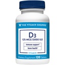 La vitamine Shoppe Vitamine D3 5000IU Softgel, soutient la santé osseuse et immunitaire, aide à la croissance cellulaire et à l'absorption de calcium, sans gluten et une fois par jour formule (120 comprimés)