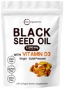Micro Ingrediënten Black Seed Oil 2000 mg met vitamine D3 1000 IE, 240 Softgels 