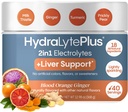 Hydralyte Lever Ondersteuning + Electrolyte Mix met melkdistel, Kurkuma, Gember, Prickly Pear, Green Tea Extract Geformuleerd voor snelle rehydratie, (Blood Orange Ginger, 40 Serve Tub)