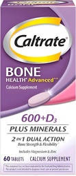 Caltrate 600+D3 Plus Mineralen Calcium en Vitamine D Supplement Tabletten, Bot Gezondheid en Mineraal Supplement voor Volwassenen - 60 Tellen