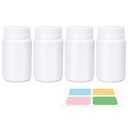 Witte pil fles, Lege medicijnen flessen met schroefdop voor pillen Capsules Vitaminen, Food Grade Plastic Medicine Containers met etiketten voor reizen (3.4oz/100ml, 4 stuks)