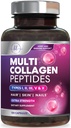 Multi Collagène Supplément 2400 mg - Types I, II, III, V & X Multi Collagène Peptides Pills pour femmes et hommes, Suppléments de collagène hydrolysé, Cheveux, Peau, Nail et Supplément de soutien articulaire, 120 Capsules