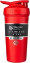 BlenderBattle Strada Shaker Cup Geïsoleerde roestvrij stalen waterfles met draad Whisk, 24-once, rood