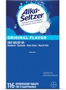 Alka-Seltzer Effervescent Tablets Original Flavor, Fast Multi-Symptoom Relief van Hoofdpijn en Body Ache, Oplosbare Bruisende Fizzy Tablets, Pain Relief Dispenser Pack, 116 Ct