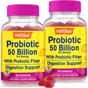 WellYeah (2 Pack 50 Miljard Probiotica + Prebiotica voor mannen en vrouwen Gummies - Digestieve Ondersteuning, Gut Health, Immune Ondersteuning Gummy - Probiotica voor de spijsvertering gezondheid met 12 Strains - 60 Gummies