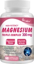 Triple Magnesium Complex Supplement, 300mg Magnesium (Glycinate, Malate & Citrate) Complex for Muscles, Nerves, Bone & Energy 