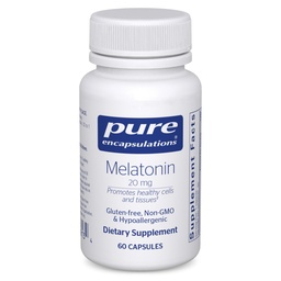 Pure Encapsulations Melatonine 20 mg - Niet bedoeld voor slaapondersteuning - voor immuunsysteem en gezonde cellen - 99,5% Zuiverheid Melatonine - Glutenvrij & niet-GMO - 60 capsules
