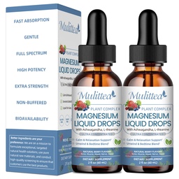Magnesium Glycinate Liquid Drop - Triple Absorptie Supplement ter ondersteuning van zenuwen, nacht, hart, spieren Metabolisme* -Sugar-Free met kalium, L-Theanine, Sea Moss Vitamine B,C,D3, K2-2