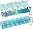 2 Pack Weekly Pillen Organisator, Grote 7 dagen pil Box, Dagelijkse Vitamine Case Medicine Box,Pill Containers voor Medicine Supplementen Visolie (Blauw)