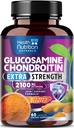 Glucosamine Chondroitin MSM Complex - 3X Strength Joint Support Supplement with Glucosamine Sulfate, Turmeric, Boswellia - For Cartilage, Mobility & Flexibility - Bottled in USA - 60 Capsules