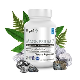 Organixx Supplément de glycinate de magnésium pour soutenir la santé du sommeil, des muscles et du coeur, 7 Complexe de magnésium de type avec vitamine B6, Citrate de manganèse, sans gluten, végétalien, non OGM, haute absorption, 60 capsules