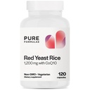 PureFormulas Extra sterkte Red Gist Rice 1200mg met CoQ10 100mg, Citrinine-Free, Non-GMO, Gluten-Free, 120 Capsules (2 maanden levering)