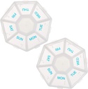 Deke Home - Organisateur de pilules de médecine avec étiquette en braille (2 packs), boîtes à pilules de 14 jours, lys clairs, 2 semaines Organisateur de pilules, Organisateur hebdomadaire pour la gestion des médicaments, Compact, Easy Viewing