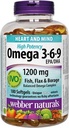 Webber Naturals Omega 3-6-9 Hoge Potentie 1200 mg · Vis, Vlas & Borage, 180 softgels