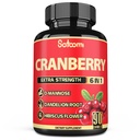Satoomi 6in1 Pilules de canneberge pour femmes - Approvisionnement de 3 mois - 6 ingrédients à base de plantes Extrait - 90 Capsules de légumes
