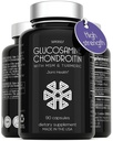 Glucosamine Chondroïtine MSM avec Turmeric - Supplément de soutien articulaire haute résistance pour adultes Hommes et femmes - 90 Capsules - 1500mg Glucosamine Sulfate par portion