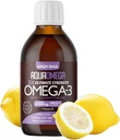 5X Ultimate Strength Omega 3 Visolie Vloeibaar, Visolie Supplementen met Hoge DHA en EPA Omega3 Vetzuren, Hoge Potentie Omega 3 met Vitamine D, 7.60 Floz, Citroen smaak