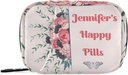 Aangepaste pil Box 7 Dag pil Case Bag Blossom Flower Gepersonaliseerde naam Reis pil Organizer Bag met rits draagbare week Case Compacte grootte voor vitamine supplement houder