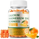 Calcium Magnesium Zink Gummies with Vitamine D3 & K2 - Suikervrije Calcium Gummies for Women and Men - Bone & Immune Support - Non-GMO, Glutenvrije, Orange Flavored - 60 Gummies