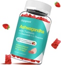 Ashwagandha Gummies met L-theanine, Ashwa Root Supplement Gummy voor vrouwen Mannen, 60 Aardbei Flavored Gummies