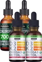 NUSAVA Strawberry Flavored D3 K2 Drops and Chlorofyl Liquid Drops Bundle - Potent Liquid Vitamins for Heart, Joint, Energy, & Immune Support - Non-GMO, Glutenvrije, 2pk Elk