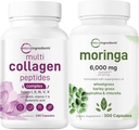 Micro Ingrediënten Multi Collageen Complex 240 Capsules & Moringa Oleifera 6.000mg Equivalent 300 Capsules Bundel 2 Pack 