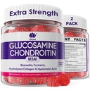 Glucosamine Chondroitin Gummies, Suikervrij Glucosamine Chondroitin MSM Supplement, Extra sterkte met Boswellia Kurkuma, Gehydrolyseerd Collageen & Hyaluronzuur, Botgezondheid voor mannen & vrouwen, 120 Ct