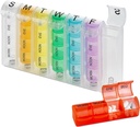 Organisateur hebdomadaire de pilules - Planificateurs de pilules pour les pilules et les vitamines Semaine, rappel de médicaments 4 fois par jour, AM PM Compartiments du lundi au dimanche pour le voyage ou la poursuite